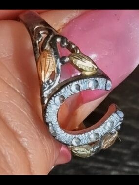 Landstrom's Black Hills Gold on Silver Horseshoe Ring